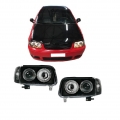 Μπροστινά Φανάρια Set Για Vw Polo 6N2 99-01 Angel Eyes Μαύρα H7/H7 Depo - Headlights - Xenon - Bulbs